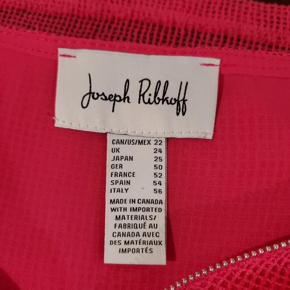 Joseph Ribkoff 1/4 Zip Mesh Overlay Top Plus Size 22 Hot Pink Roll Tab Sleeve - Picture 7 of 9